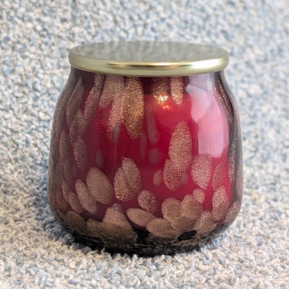 Amber Saffron Kirkton House Aldi Holiday Red Gold Confetti Glass Candle Tin Lid
